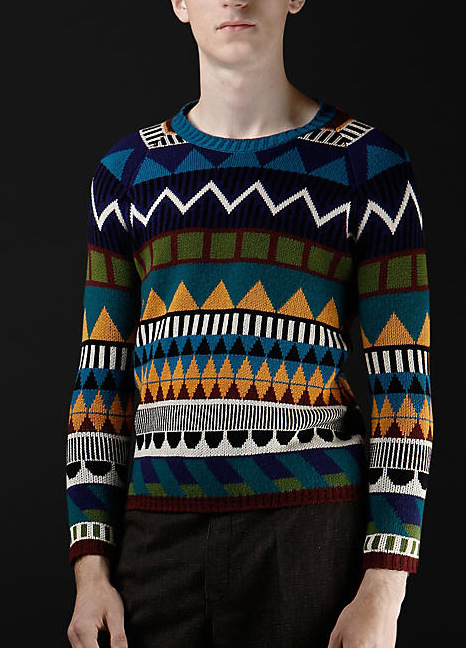 服装加工 几何图案毛衣 男款时装毛衣