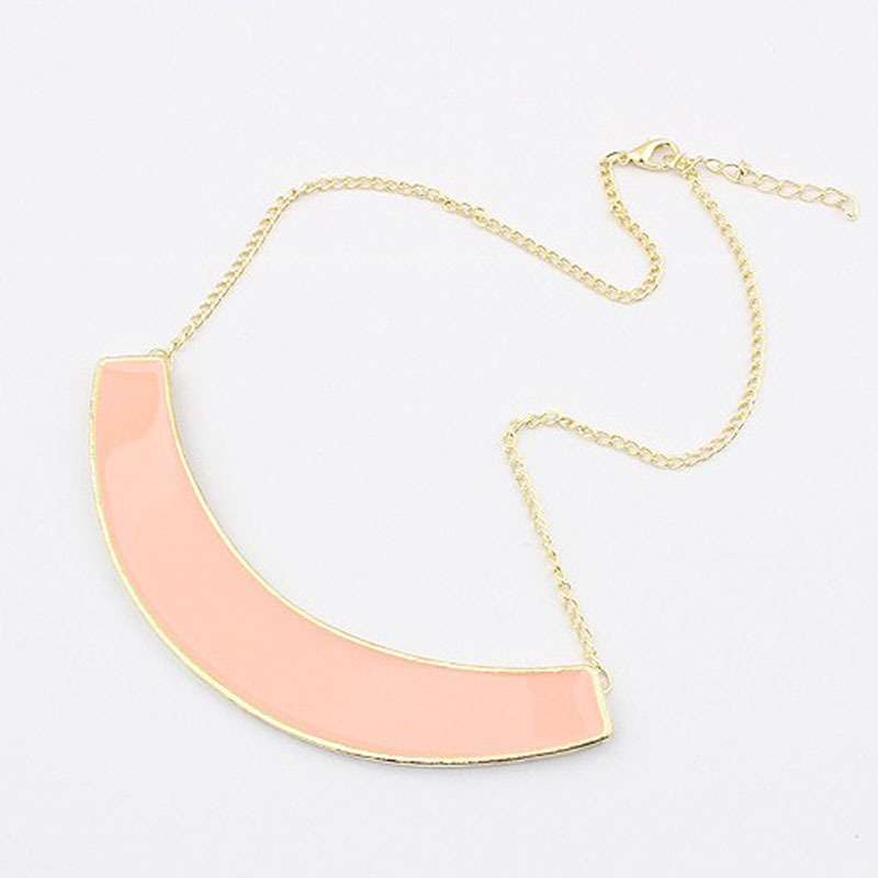 【欧美夸张色彩时尚 半弧形金属项链 时尚滴油项链 项链批发 三色】价