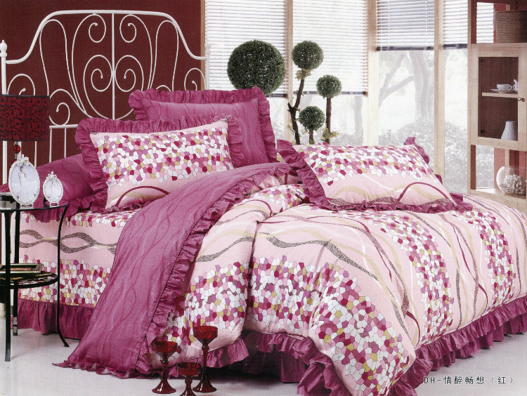 雅士利家纺 公主田园床上用品 韩国圆点花边四件套 纯棉 特价