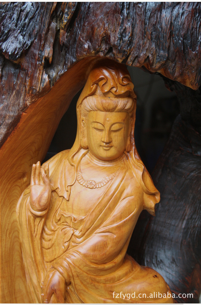 佛缘木雕 根雕刻工艺品黄花梨观音佛像观世音菩萨品摆件3397