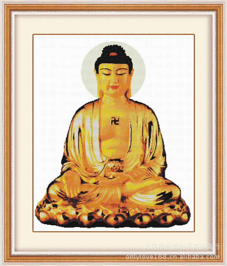 十字绣金佛s1583 白布十字绣 宗教信仰十字绣 十字绣批发 十字绣