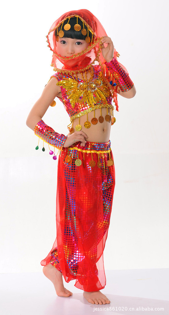 Girls Kids Belly Latin Arabian Party Costume Dance Dress Harem Glove ...