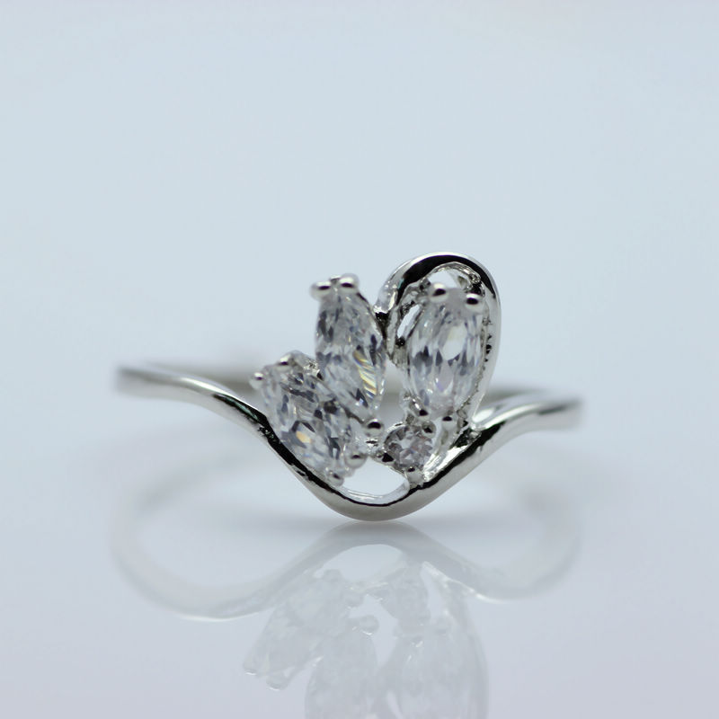 rb050 电白金 瑞钻皇冠锆石戒指 八心八箭