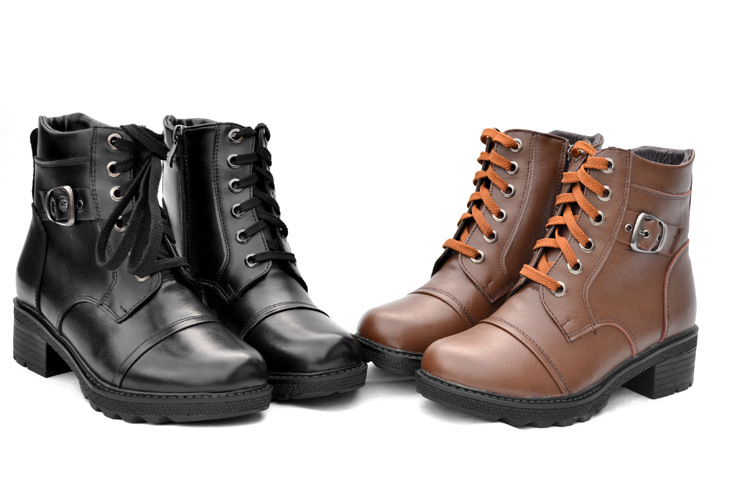 3515强人女靴羊毛/ 真皮防水防滑/羊毛女军靴/女鞋一件代发