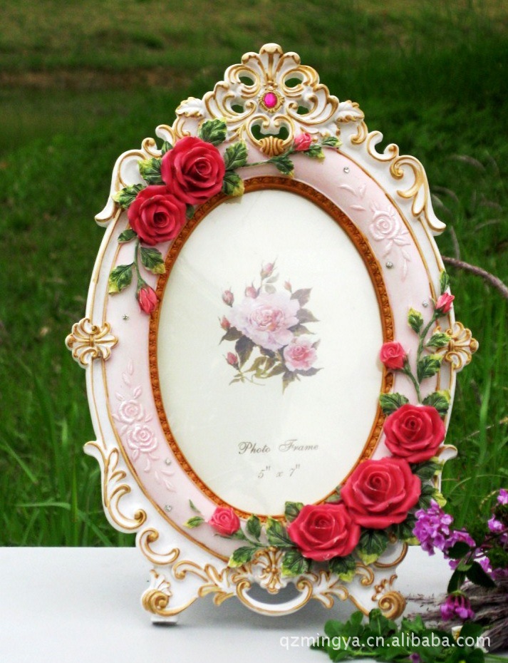 树脂欧式古典带玫瑰花相框 5x7图片_7