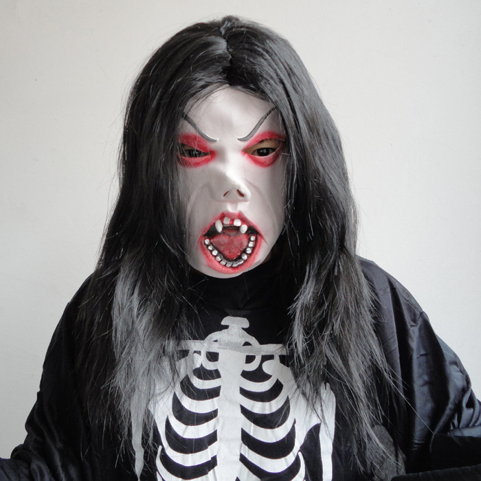 万圣节面具化妆舞会面具黑发魔女红脸170克