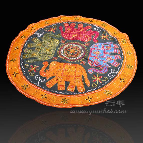 印度进口 吉祥大象亮片手工圆形桌布 5237--103049图片_27