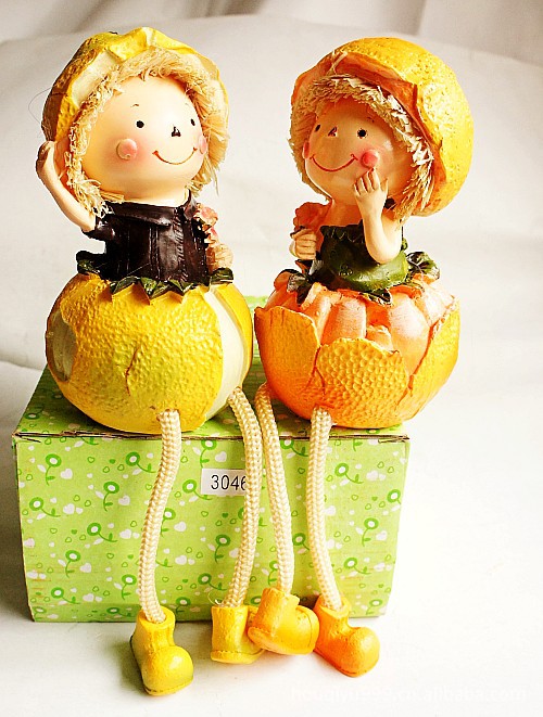 树脂工艺品 橘子姑娘 田园娃娃 卡哇伊 3046 树脂娃娃混发图片_3