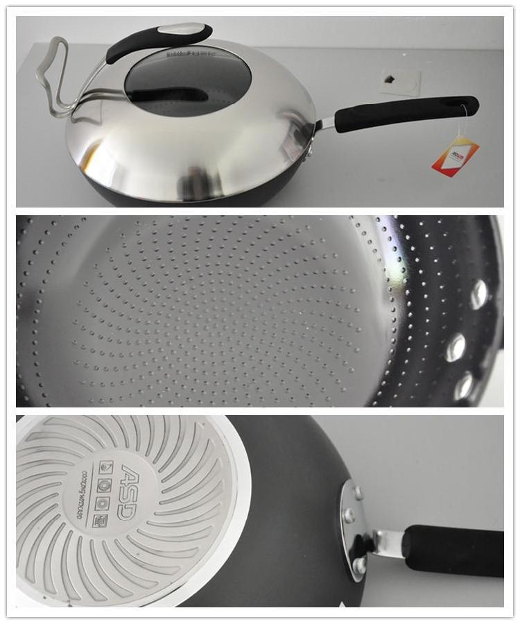 特价包邮 爱仕达asd 30厘米钻晶无油烟炒锅qz8330e