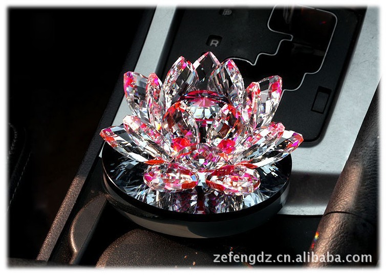 汽车高档香水座新款k9水晶莲花香水座热卖爆款大莲花车载摆件