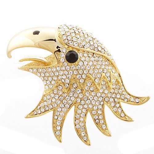 鹰头镶钻胸针