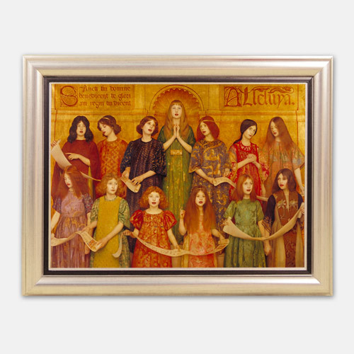 欧式教堂唱诗班 帆布有框画古典人物客厅卧室仿真油画