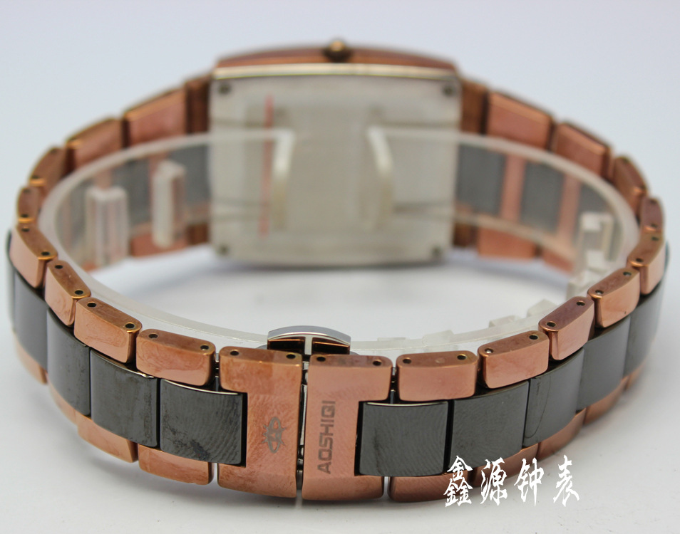 批发奥时奇 6026 钨钢带间陶瓷商务休闲 石英表情侣表 男表 女表