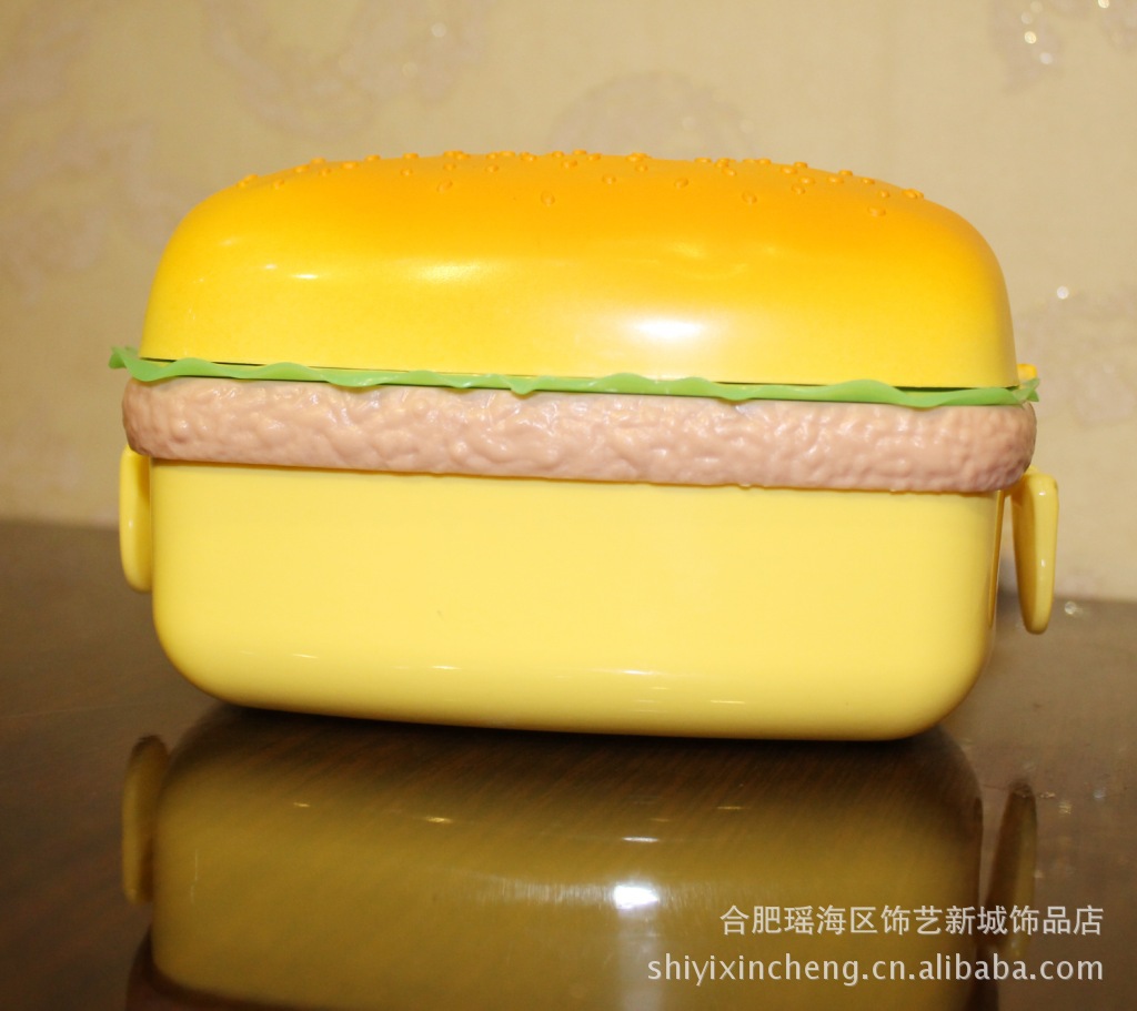 超级可爱卡通汉堡饭盒 (圆形 方形可选)