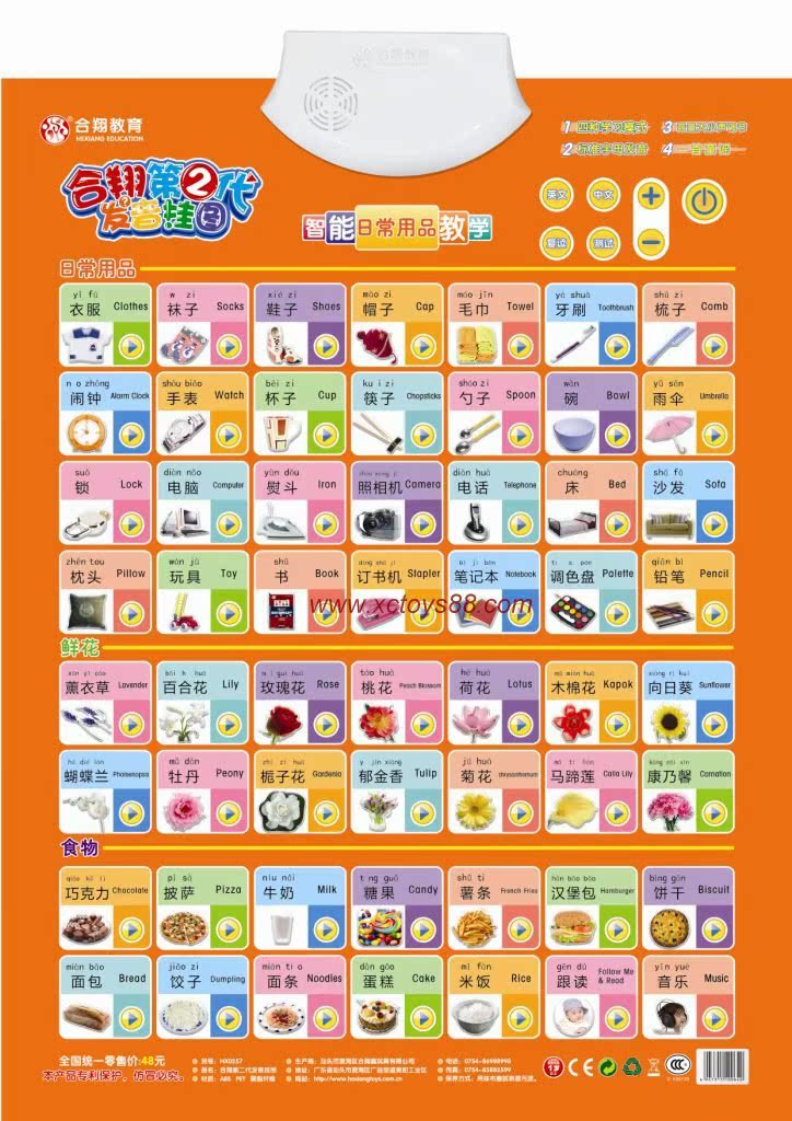 no.50565 (日常用品款)淘宝热卖第二代有声挂图立体识字发声语音