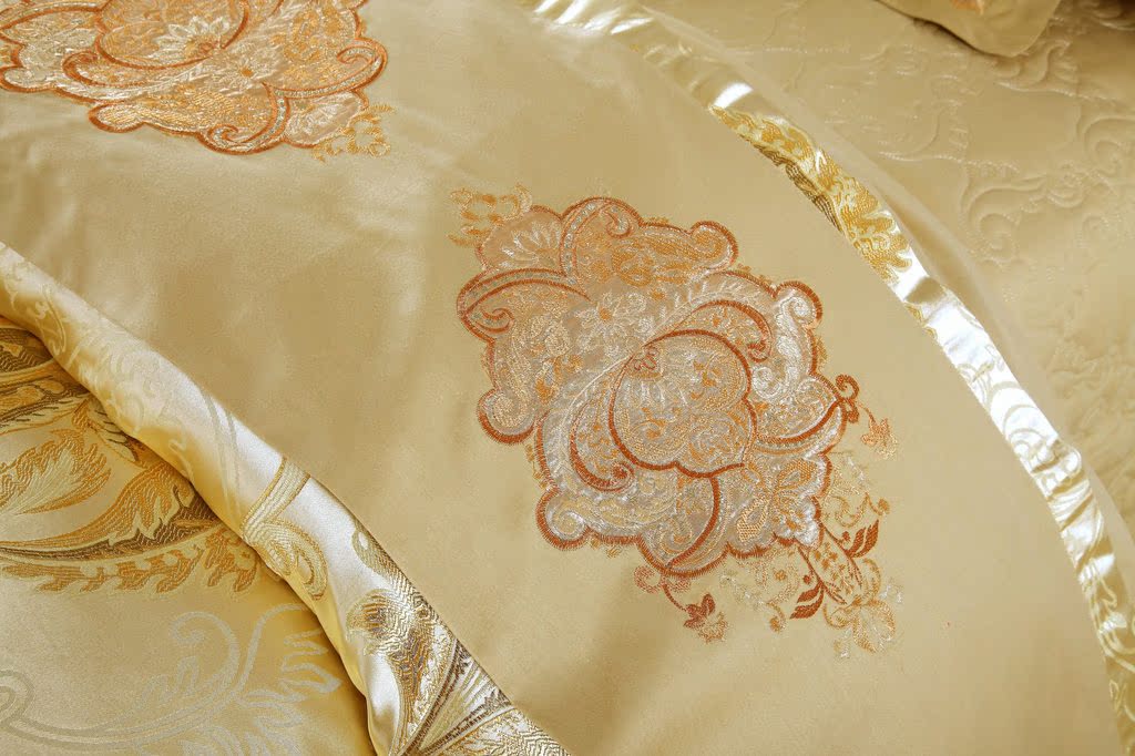 奢华皇朝 丝织缎面提花十件套 床上用品套