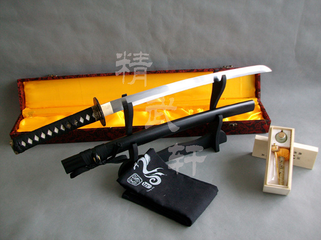 龙泉刀剑全铜装t10上杉谦信敷土烧刃武士刀 手工日本刀未开刃