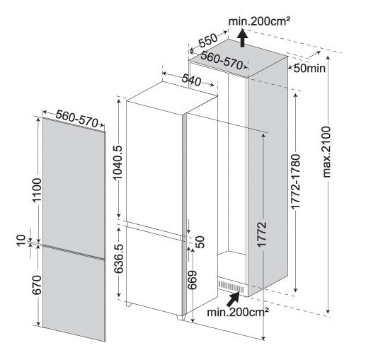 嵌入式冰箱 高端配置 适合中国市场的大冷藏室设计