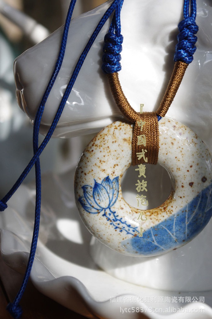 陶瓷项链 陶瓷首饰 手绘 陶瓷手作 青花写意 手工民族风项链饰品