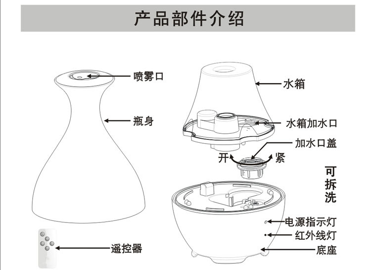 加湿器厂 陶瓷加湿器 超声波加湿器 家用加湿器 青花瓶加湿器