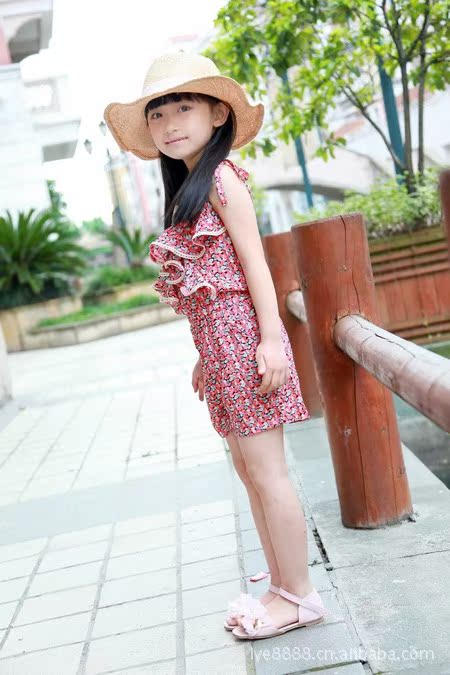 2013夏装新款 儿童连体裤 凉爽 碎花 吊带裤 韩版女童