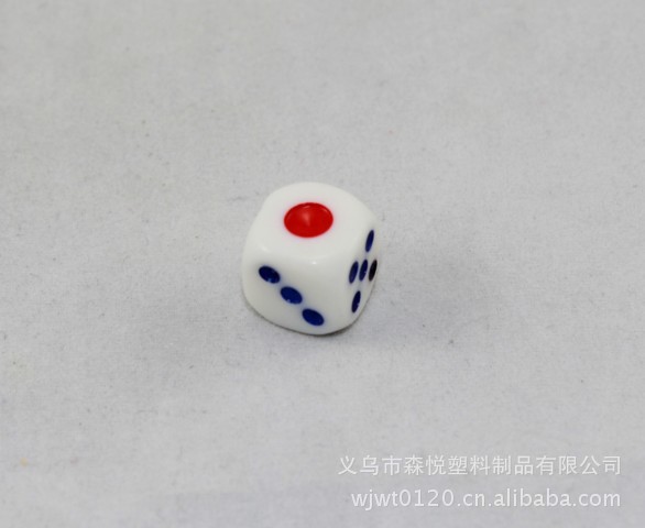 森悦塑料圆角13mm白底红蓝点骰子