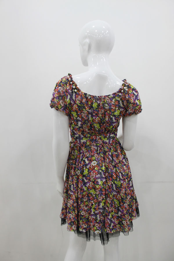 水之恋 正品 2012新款艳丽花色 雪纺连衣裙 s13210j018