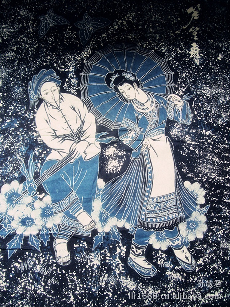 全场苗族凤凰苗族蜡染画壁挂 芦笙舞单色 纯手工 民族风