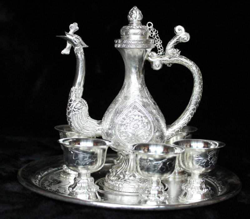 贵州印象 苗族银饰 纯手工制作 99千足银 银壶工艺品批发