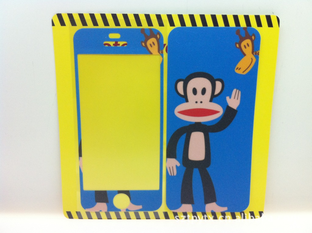 iphone5彩色贴纸 pet pvc彩贴 iphone5彩贴带屏膜 卡通膜