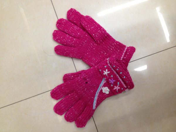 针织毛线绣花五只手套 韩版可爱彩色保暖手套批发图片_6