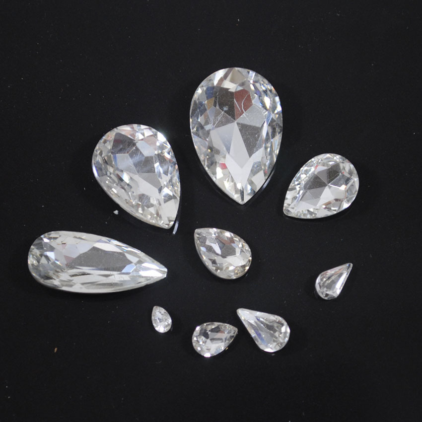 水滴真银底 尖底 厂家直销 水晶玻璃材质 手机壳贴钻宝石 diy贴钻