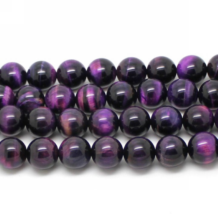 亮晶缘 天然水晶饰品配件 diy紫色虎眼石半成品串珠子 散珠批发图片_1