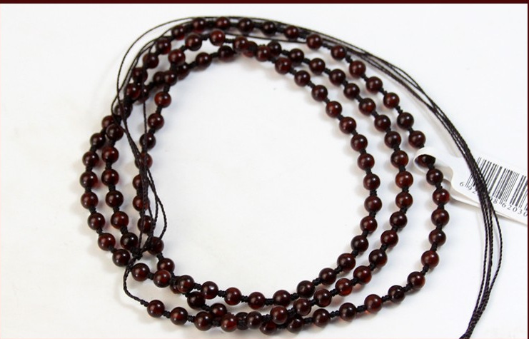 一哥珠宝 4mm波兰天然血珀项链 琥珀玉石吊坠挂坠佩玉挂绳