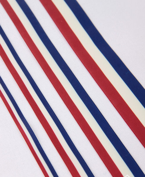 diy辅料 优质罗纹织带 英伦风红白蓝条纹 2.5cm 1cm两款可选