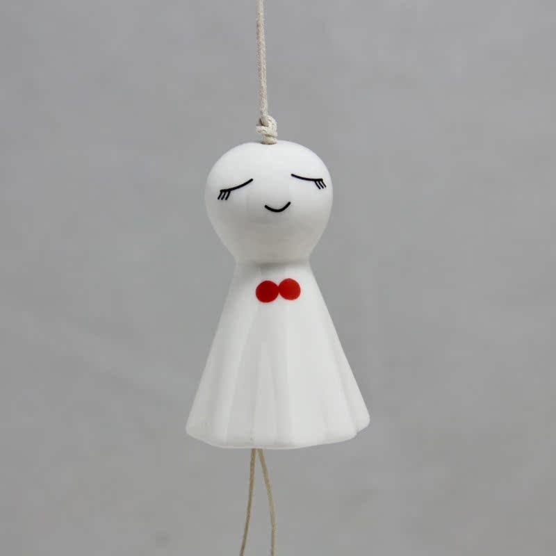 【zakka日式纯白可爱陶瓷猫咪风铃 现货批发多款猫咪娃娃风铃 现货】