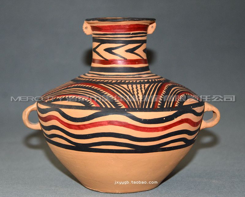 甘肃特产 纯手工彩陶 花瓶摆件 工艺品 马家窑半山文化彩陶彩陶罐