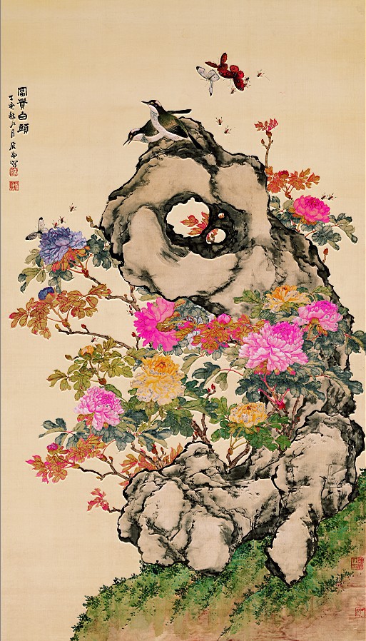 饰品,工艺品,礼品 美术工艺品 书画工艺品 国画 清 居廉 富贵白头图