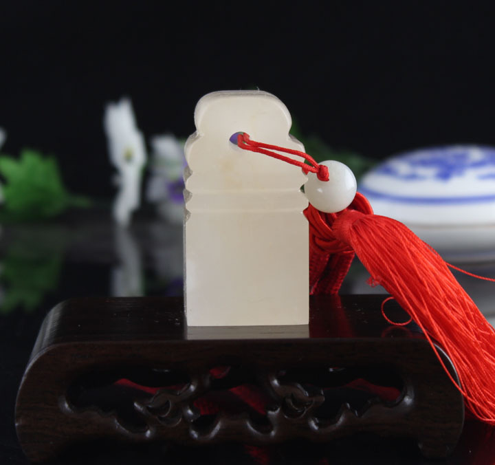 青海昆仑冻玉石 篆刻印章石 手工定制印章 篆刻工艺品礼品印章