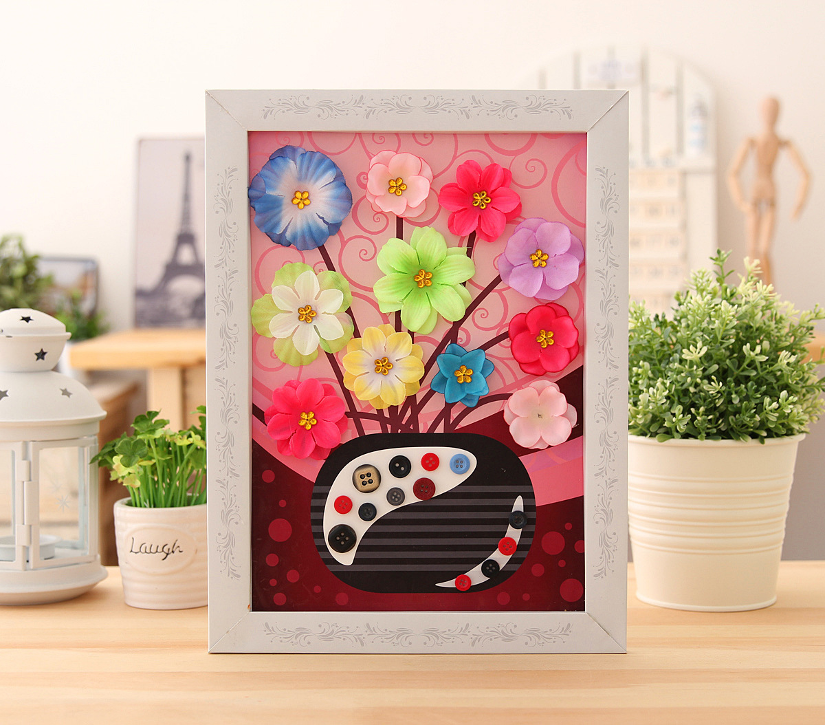 diy相框拼花插画相框画儿童早教拼贴画3d益智拼画