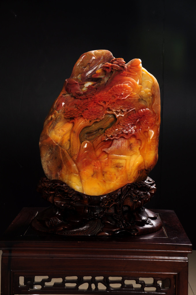 松鹤延年 黄蜡玉