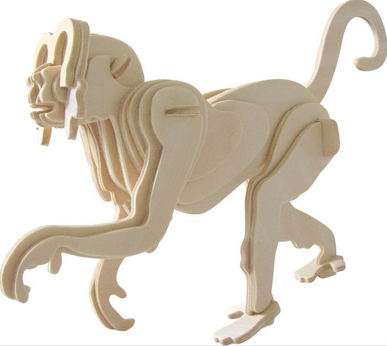 批发供应3d立体diy拼图(木制)模型十二生肖类猴子diy制作工艺品