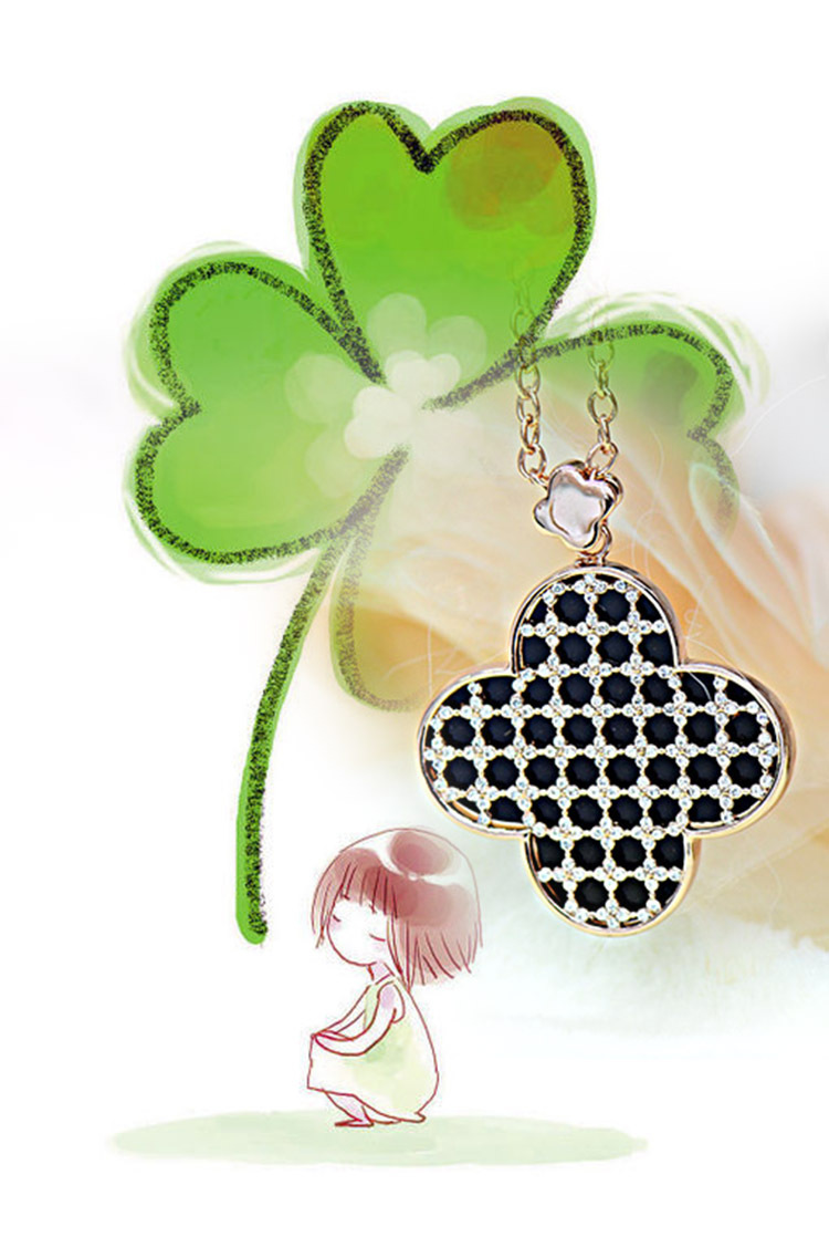 韩国进口幸运四叶草长款毛衣链金色保色电镀项链女都市白领配饰