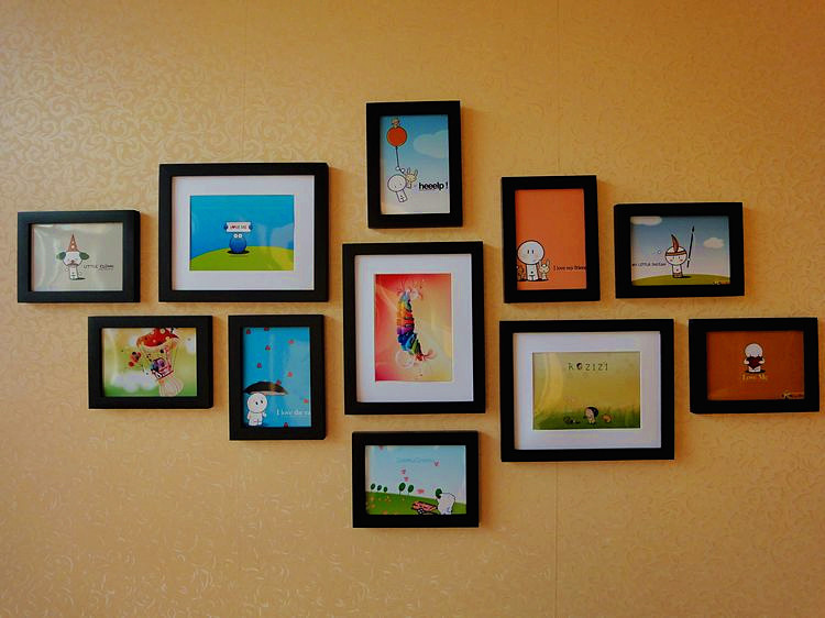 相框 相框墙 组合照片框 相片墙 彩色实木创意组合 像片_相框,相架