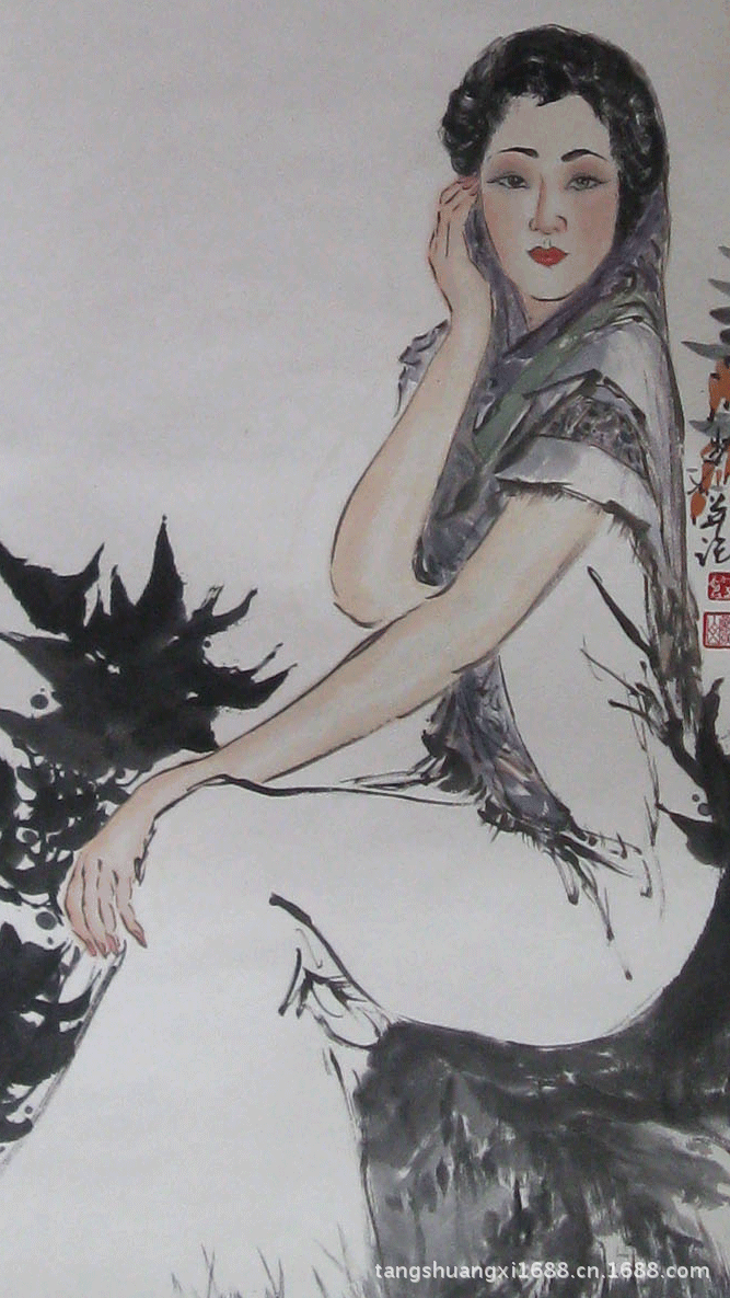 仿名家字画批发酒店装饰画收藏三尺写意国画人物画仕女图7477