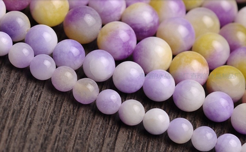 diy 手工饰品配件半成品 水晶批发 紫黄彩色玉石半成品厂家直销