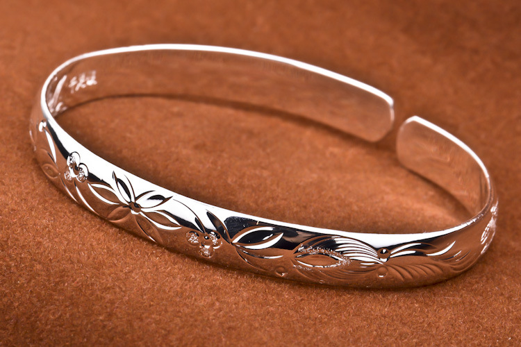 雅菲妮饰品 开口银手镯 s990千足银 纯银手镯手环 正品 纯银厂家