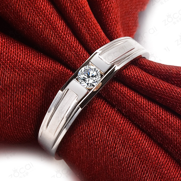 18k金白 个性戒指男戒结婚戒指钻石情侣对戒男士钻戒 定制xzzky