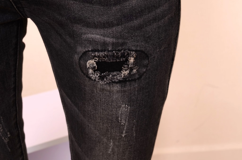 外贸破洞牛仔铅笔裤 复古灰黑牛仔裤女式小脚裤长裤韩版批发a459