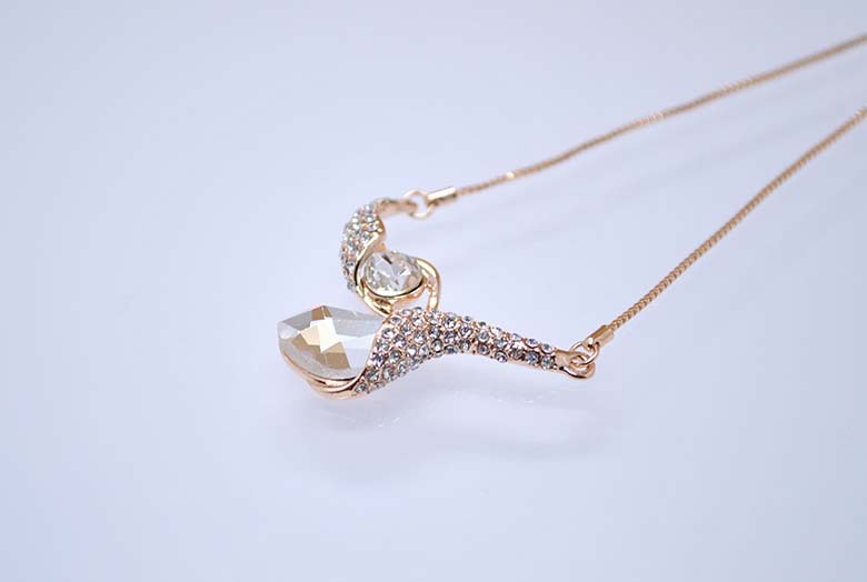 丽晶饰品正品批发 时尚镶钻水晶气质款凤尾可调大气项链